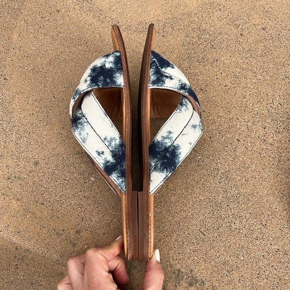 Madewell Skyler Sandal Slide Slip On Flats Blue White Women’s Size 7.5 - Picture 4 of 9